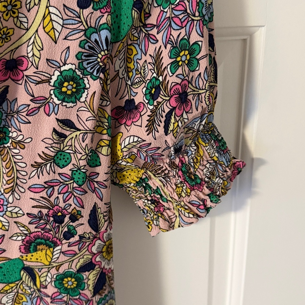 Boden V-Neck Midi Tea Dress Milkshake Tropical Meadow floral print Size 2 petite - Picture 7 of 10